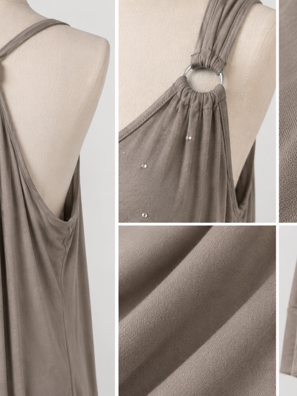 Sexy Draped Knit Top with Rhinestones – Size L – Beige – Viscose – Made in Europ - Picture 9 of 9